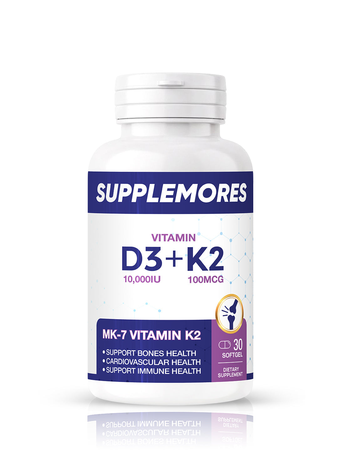 Vitamin D3 10,000 IU + K2 100 MCG (30 Softgels)