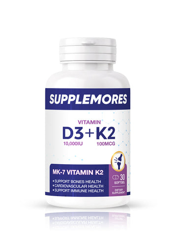 Vitamin D3 10,000 IU + K2 100 MCG (30 Softgels)