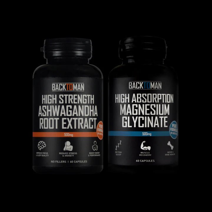 Back to Man Ashwagandha (KSM-66) and Magnesium Glycinate Bundle (60 capsules each)