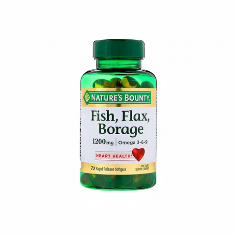 Nature's Bounty Fish, Flax, Borage Softgels 72s