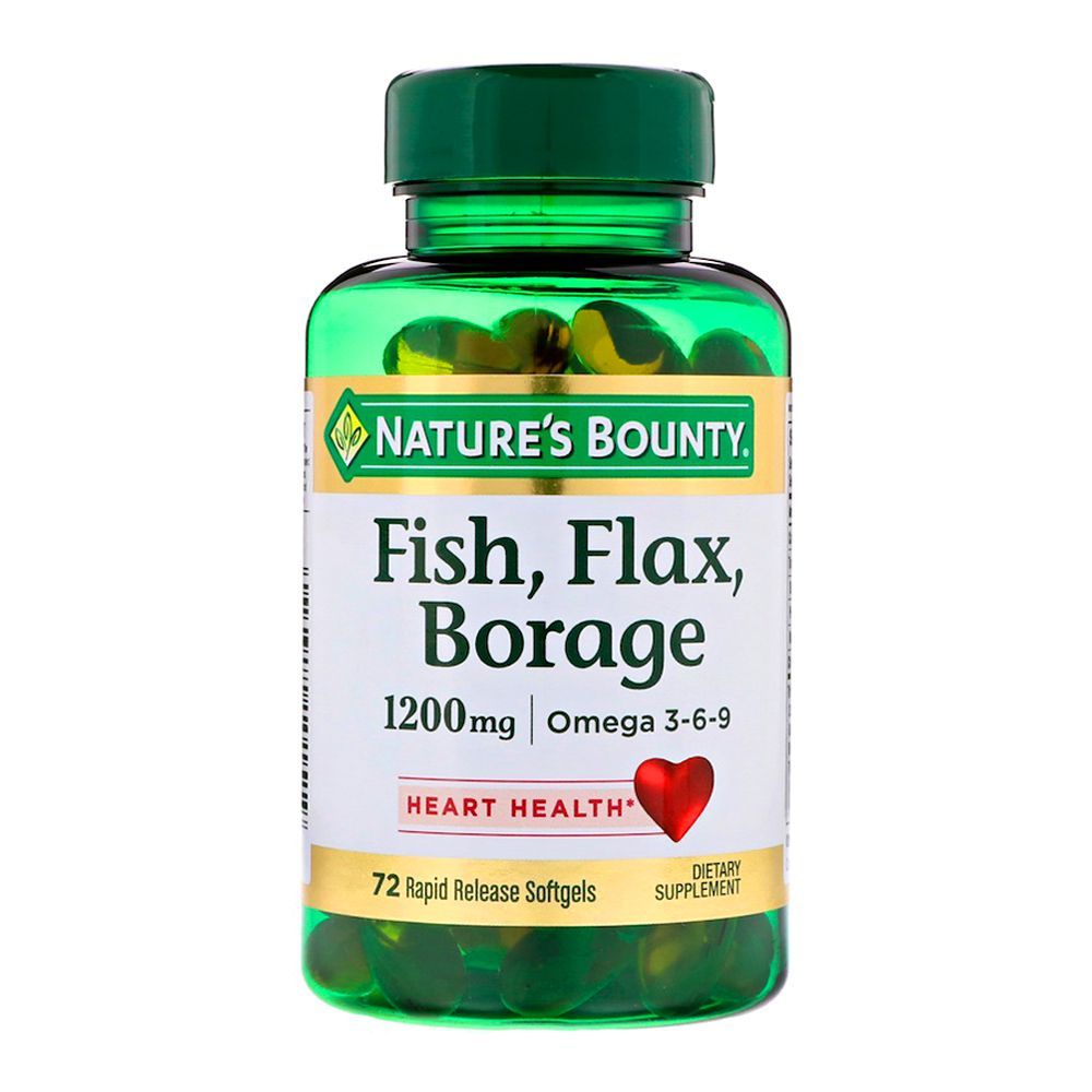 Nature's Bounty Fish, Flax, Borage Softgels 72s