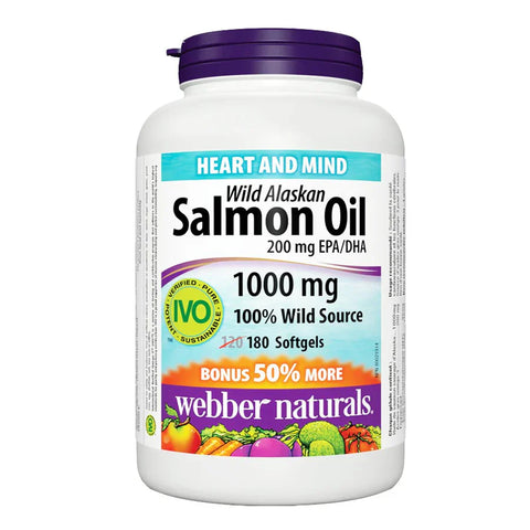 Webber Naturals Wild Alaskan Salmon Oil 1000mg, Softgels 180s
