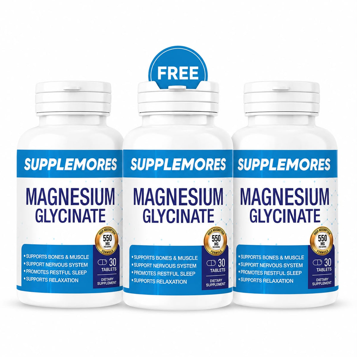 Magnesium Glycinate 550mg (3 Packs)