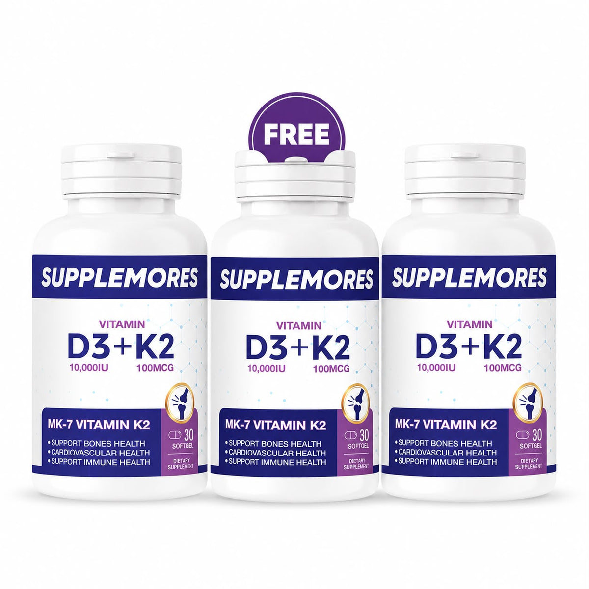 Vitamin D3 10,000 IU + K2 100 MCG (3 Packs)